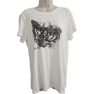 PERUVIAN CONNECTION Lepidoptera Tee White Size L NWT